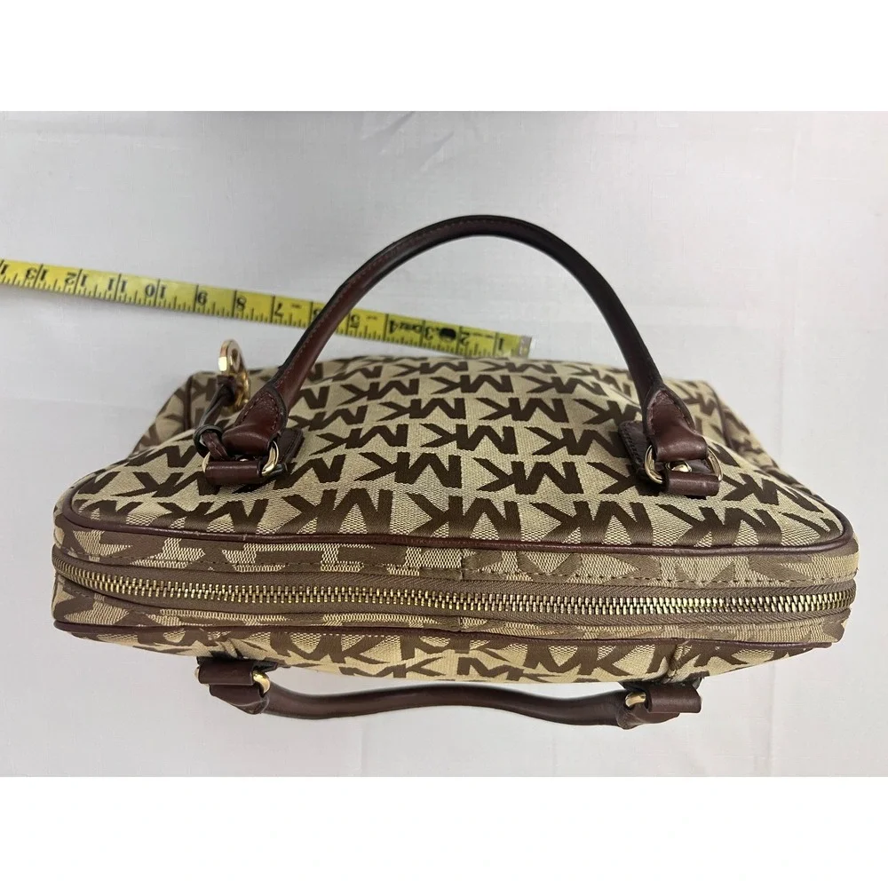 Michael Kors Satchel Womens Medium Brown Good Monogram Jacquard Handbag